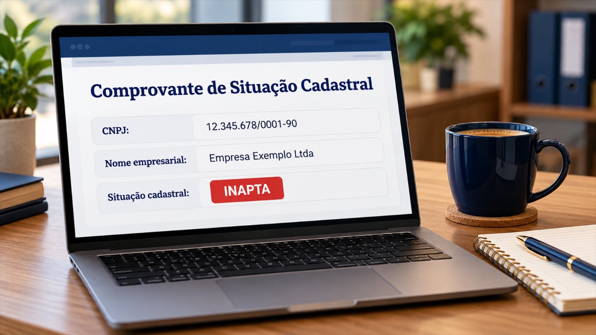 Comprovante de situação cadastral com CNPJ inapto